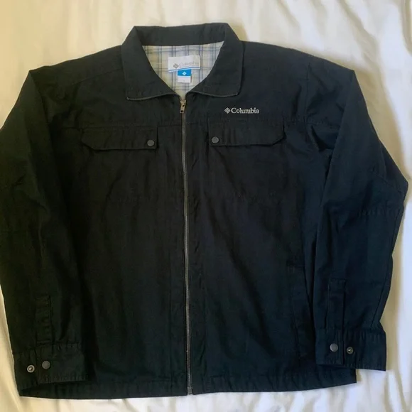Columbia Jackets Coats Columbia Black Textured Cotton Roomy Collared Jacket Snap Close Pockets Euc Poshmark